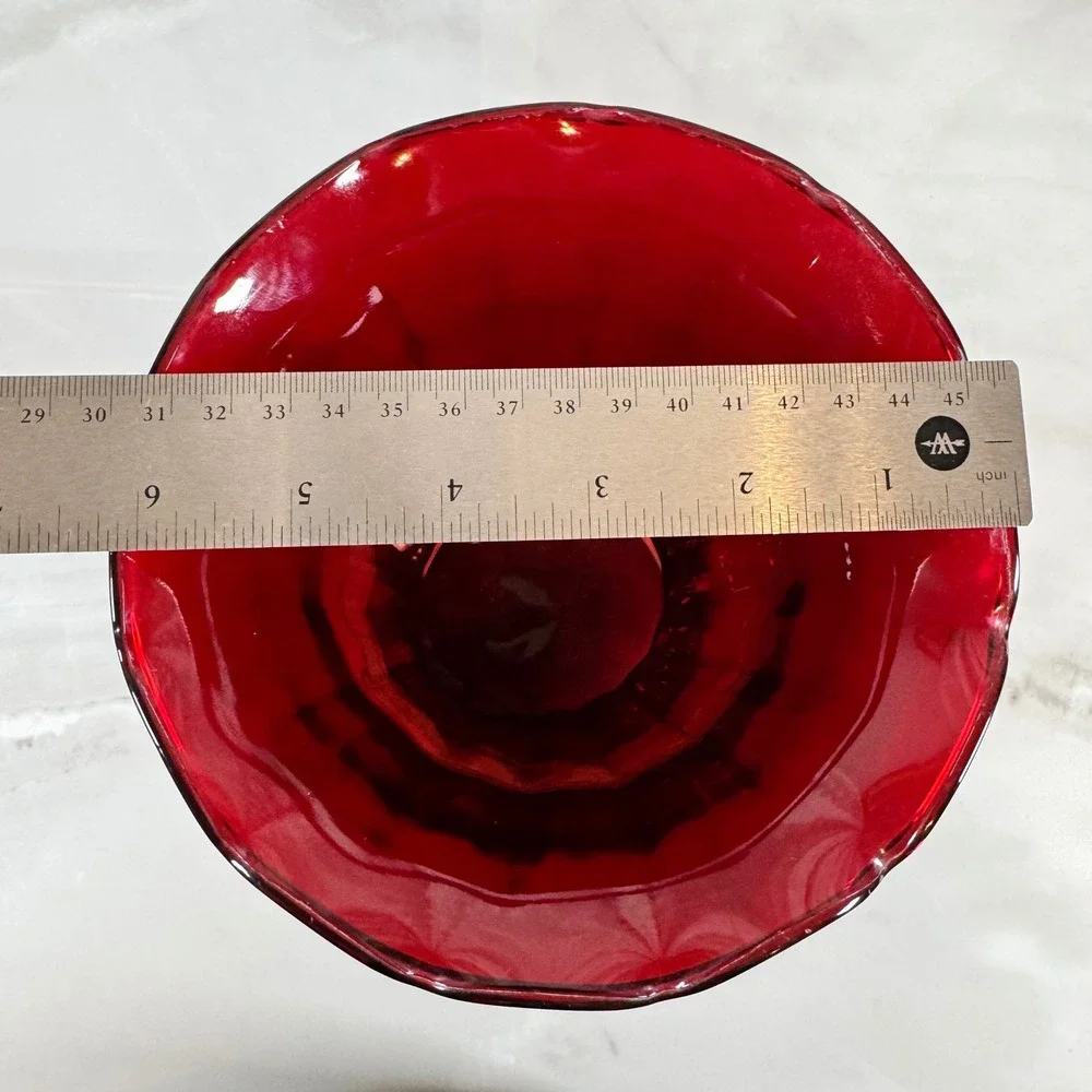 Vintage Anchor Hocking Ruby Red Pineapple Flared Bubble‎ Vase 8.75